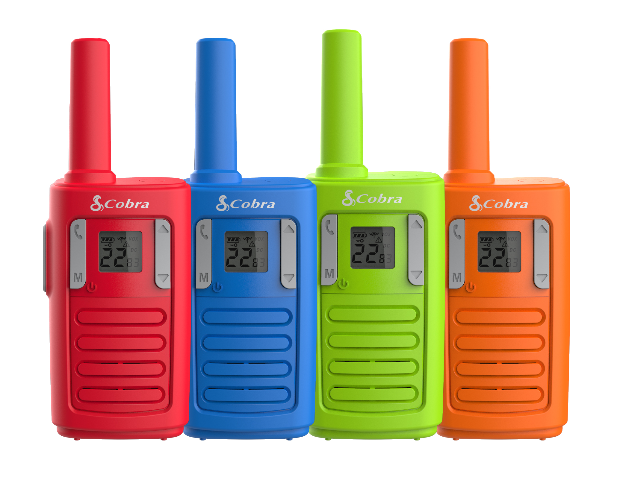 Cobra RX100-4 Two-Way Radios Family (4-Pack) Kid Friendly Walkie Talkies  with 16 Mile Range 22 Channels, 10 NOAA Emergency Radio Weather Channels 