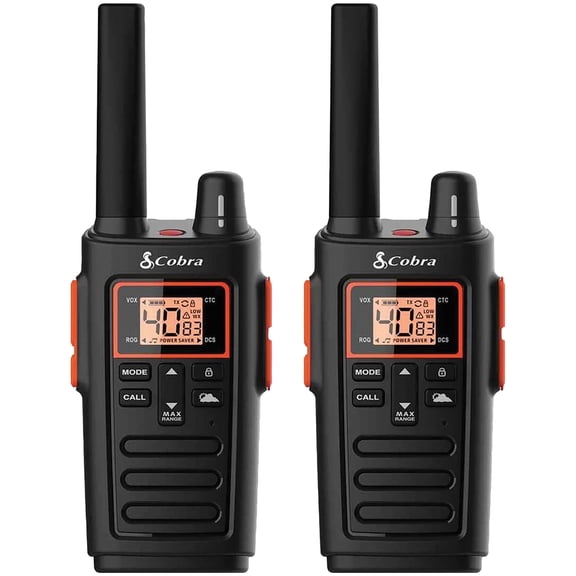 Cobra RX380 Walkie Talkies - Rechargeable, 40 Preset Channels, Long Range 32-Mile Two-Way Radio Set (2-Pack)