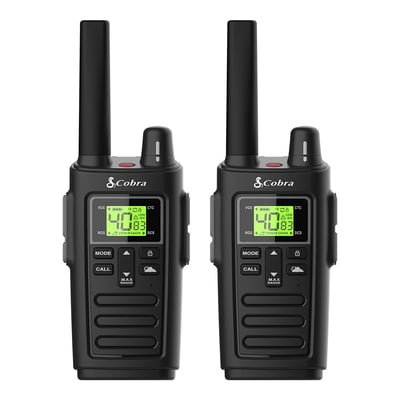 Cobra RX385 Two-Way Radios Pair, Rugged Water Resistant Walkie Talkies, up to 32-mile Range, 40 Channels, NOAA Weather Alerts