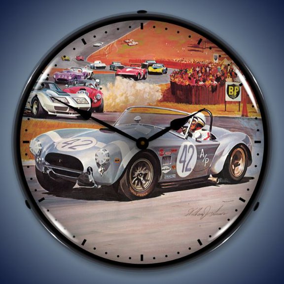 Collectable Sign and Clock Cobra Race LED Lighted Premium Wall Clock
