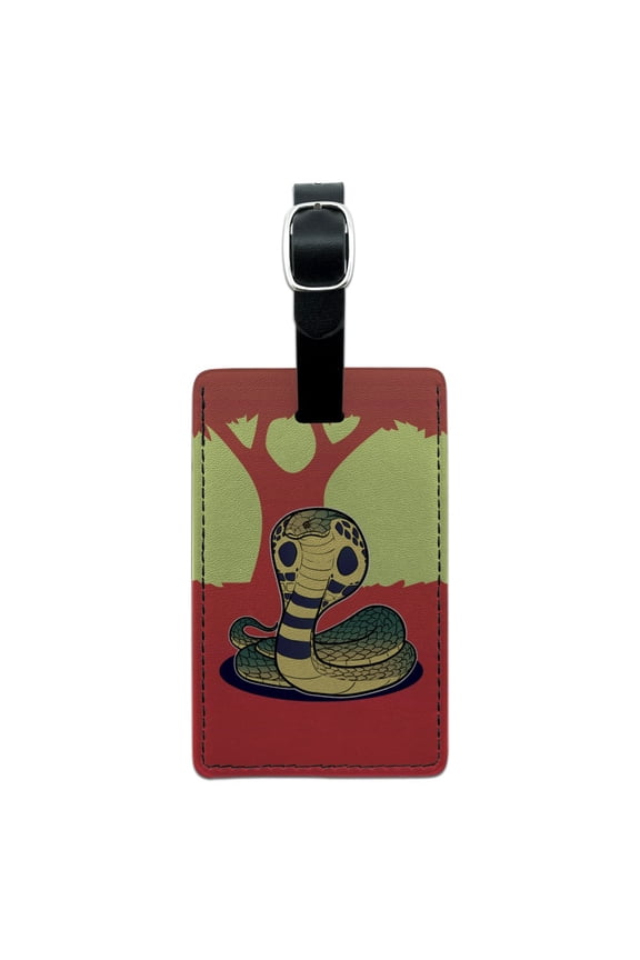 Cobra Snake Rectangle Leather Luggage Card Suitcase Carry-On ID Tag