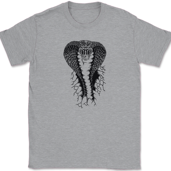 Cobra Snake Ripping T-Shirt Funny Serpent Reptile Humor Gift Graphic Tee - Heather Grey, L