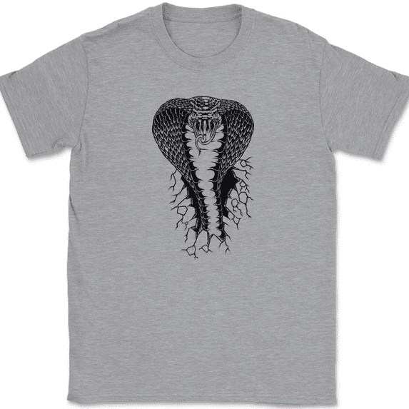 Cobra Snake Ripping T-Shirt Funny Serpent Reptile Humor Gift Graphic Tee - Heather Grey, S