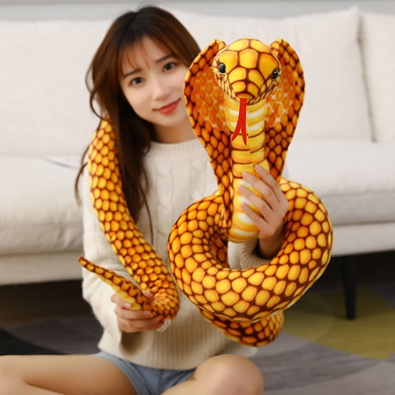 Cobra Snake Stuffed Animal, 31in Large Realistic Cobra Plush Toy Gift for Kids Boys Girls Christmas, Wild Animals Party Decor