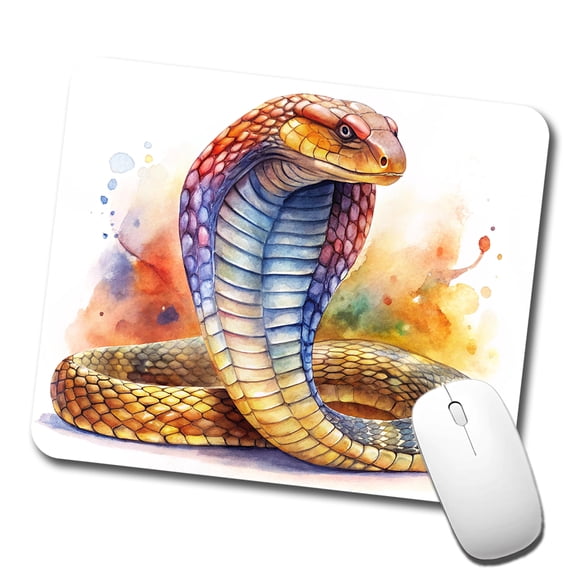 Cobra Snake Watercolor Mouse Pad Low Profile Gaming Mat