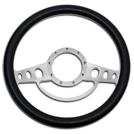 Cobra-Tek 14" Chrome Billet Aluminum Steering Wheel With Half Wrap 2 Spoke 9 Hole Fits GM