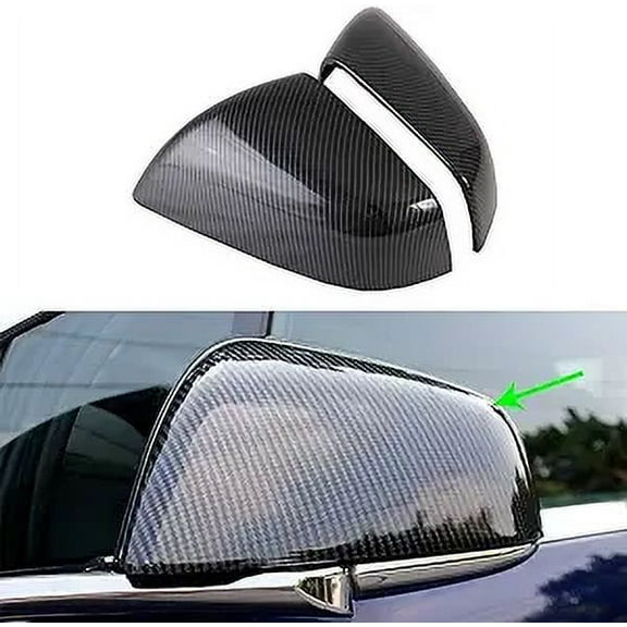 Cobra-Tek 2 pieces Rearview Mirror Cover Cap Fits 2016 - 2021 Tesla Model X - Side Mirror Covers For Car Replacement - Real Carbon Fiber - Grade A - Stick - On