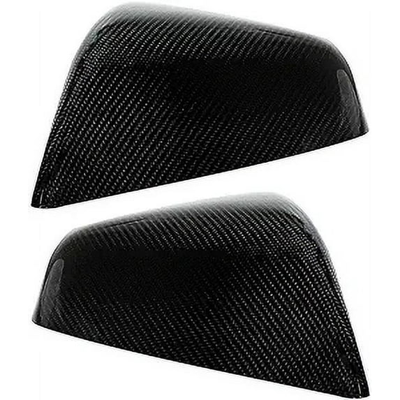 Cobra-Tek 2pcs Rearview Mirror Cover Cap Fits 2016 - 2021 Tesla Model S - Side Mirror Covers For Car Replacement - Gloss Black - Carbon Fiber - Overlay Trim