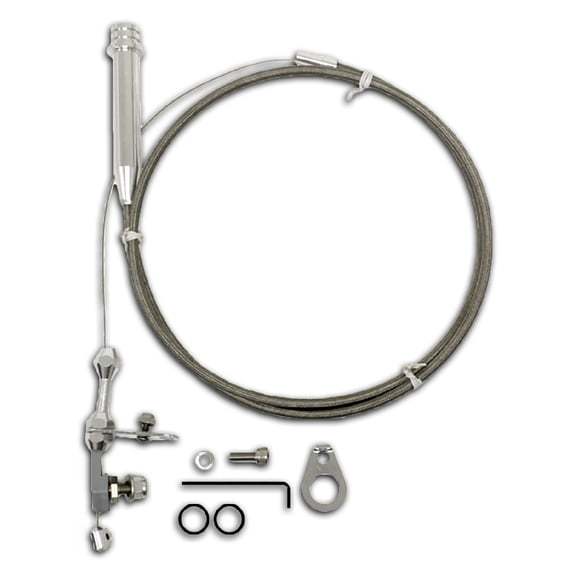 Cobra-Tek- CBK-HZ-2006- Compatible/Replacement Chevy GM / TH350-700R4- TH400-4L60E- 4L80E Transmission Kickdown Cable Kit Braided Stainless Steel.