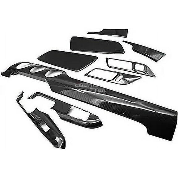 Cobra-Tek Compatible with 15-22 S550 Mustang Real Dry Carbon Fiber Dashboard Trim Kit 10 pc Interior Kit None Performance pack (3 holes) - Real Dry Carbon Fiber perfect Fit