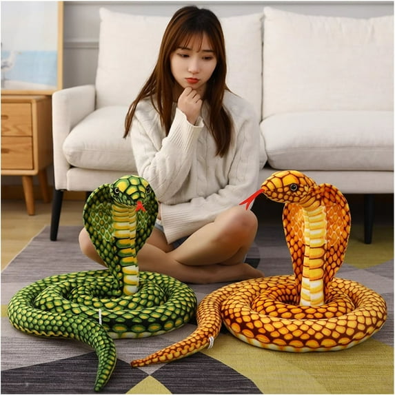 Cobra Toy​​ Plush Snake Toy - 31-inch Realistic Cobra Stuffed Animal for Sofa Decoration​ Flexible Snake​​