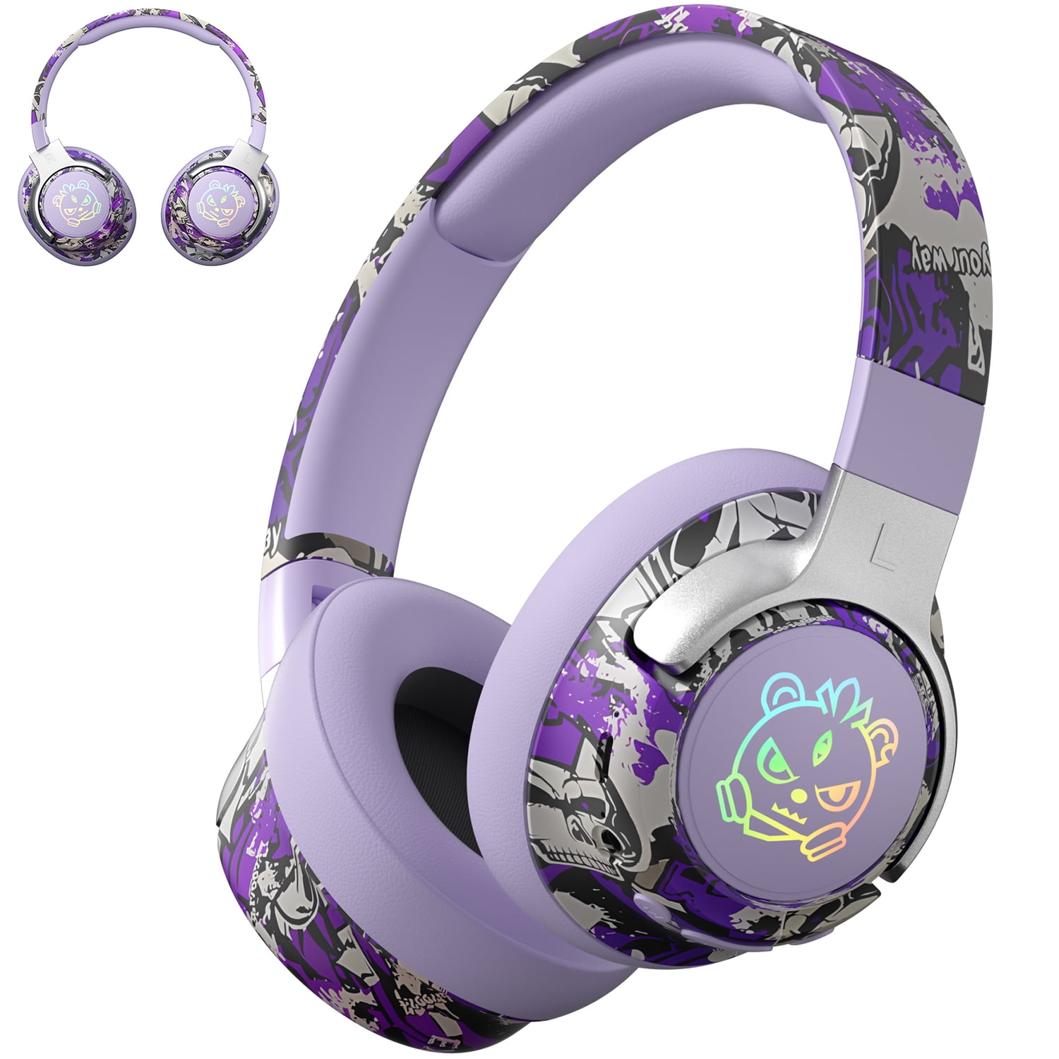 CobraStrike Wireless Bluetooth Noise Cancelling Headphones, Over-Ear Headphones with Microphone, Low Latency Game Mode, RGB Lights, for travel sports home office