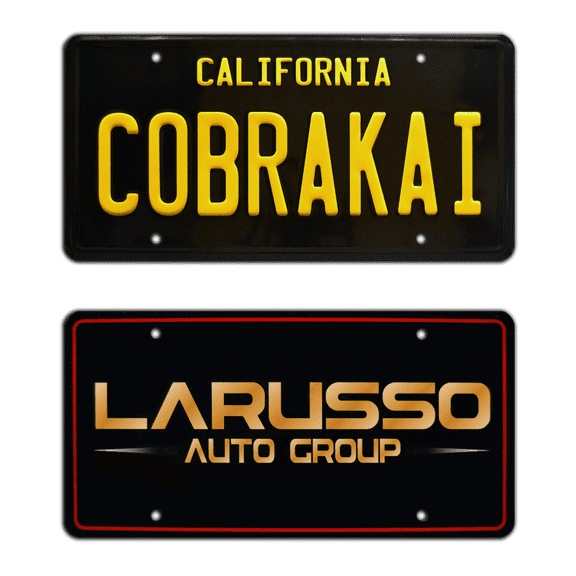 Cobrai Kai | COBRA KAI + LARUSSO | Metal Replica Prop License Plate Combo
