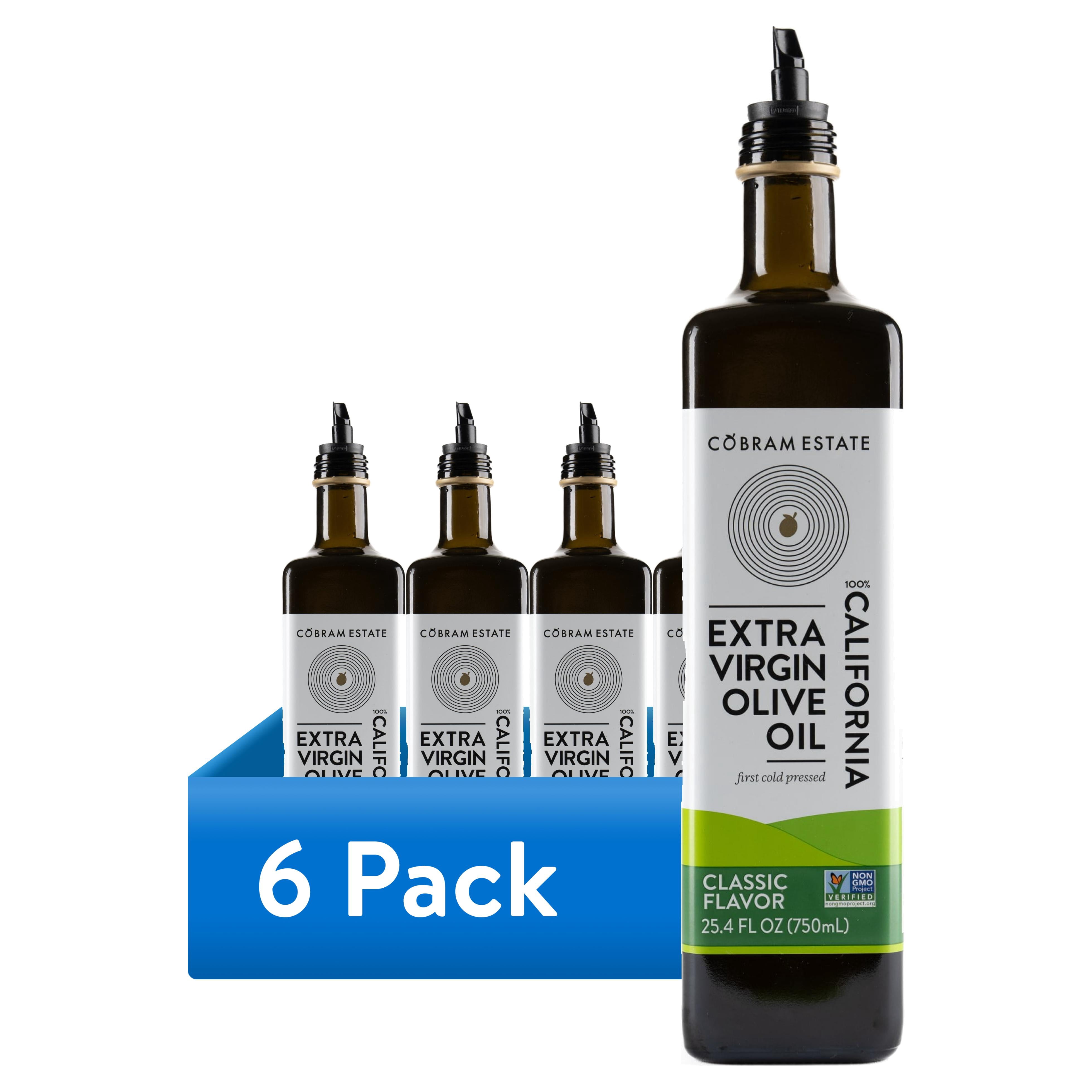 (6 pack) Cobram Estate Classic Flavor 100% California Extra Virgin Olive Oil, 25.4 fl oz Bottle – First Cold Pressed, Easy-Pour Cooking Oil