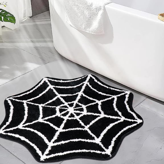 Cobweb Bath Rug Black+white Gothic Home Decor