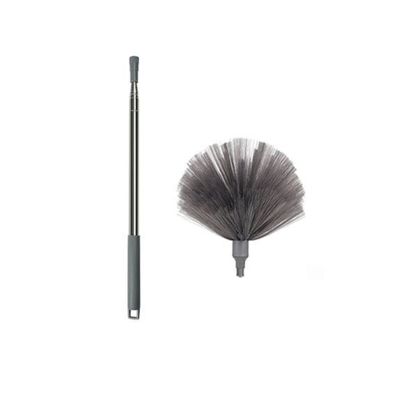 Cobweb Broom 2 Pack, Dusters for Cleaning High Ceilings Walls Spiders Web Remover Brushes with Stiff Bristles Indoor Outdoor Household Cleaning Tool Set, Gray