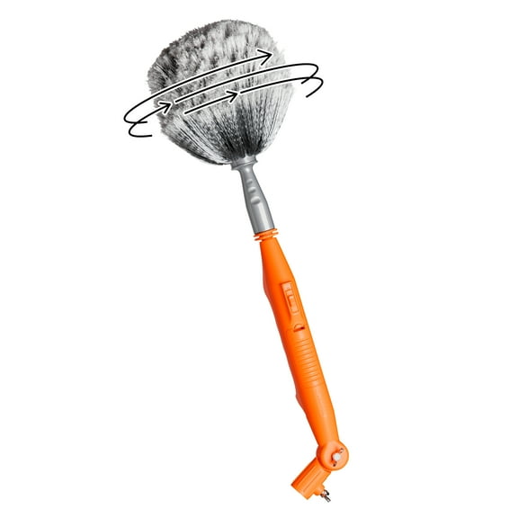 Cobweb Ceiling Fan Powered Duster Interior & Exterior | Adjustable Arm | for Hand use and Extension Pole use | Removable Cleanable Head | EZ Smart Power Duster (Extension Pole Sold Separately)