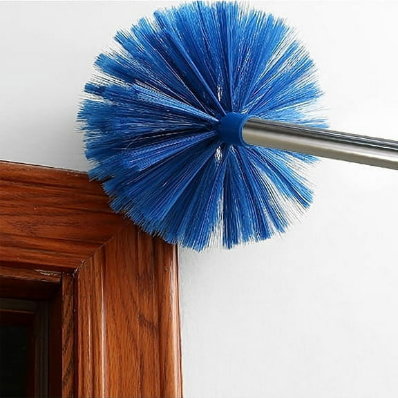 Cobweb & Corner Brush Cleaning Duster,High Reach Cobweb Duster with Extension Pole,Spider Web Brush,Dusting Tools,Great for Ceilings,Furniture,Moldings,HVAC & Floor Vents and Corners,Blue,51.18"