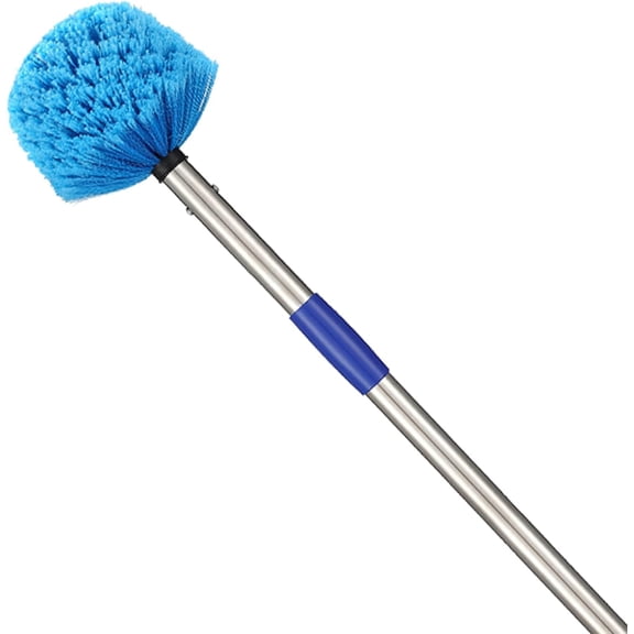 Cobweb Duster with Extension Pole - 4 FT Lightweight Stainless Steel Extendable Duster Ceiling Fan Duster for High Ceilings, Medium Stiff PET Bristle Spider Web Brush for Indoor/Outdoor Cleaning