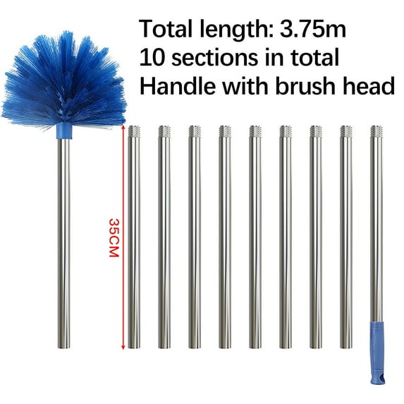 Cobweb Duster with Extension Pole,Dusters for Cleaning,Spider Web Brush with Lightweight Stainless Steel Pole and Medium-Stiff Bristles Head,Long Handle Duster for Outdoor Indoor Cleaning