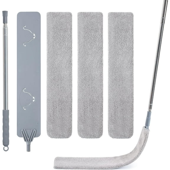 Cobweb Duster with Extension Pole, Spider Web Brush & Ceiling Cleaning Kit, 100" Microfiber Feather Duster Cleaner with Washable Head for Ceiling Fan, Furniture, Home