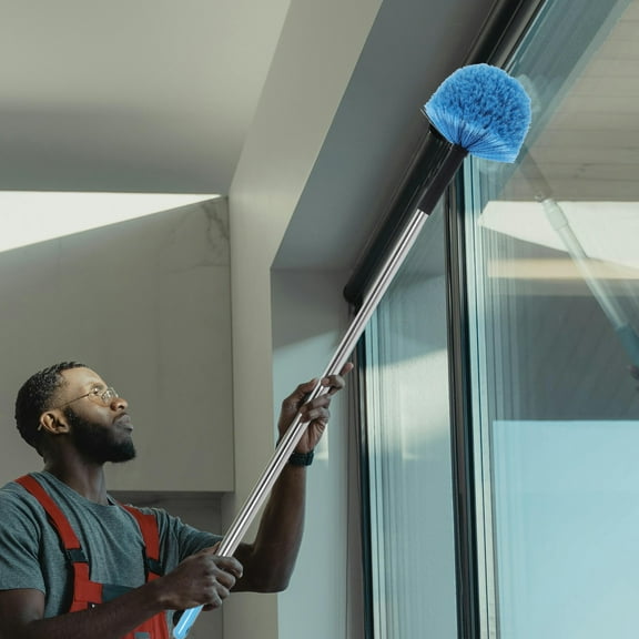 Cobweb Duster Head Spider Web Brush Round Head Gutter Dusting Cleaner Tool for High Areas Corners