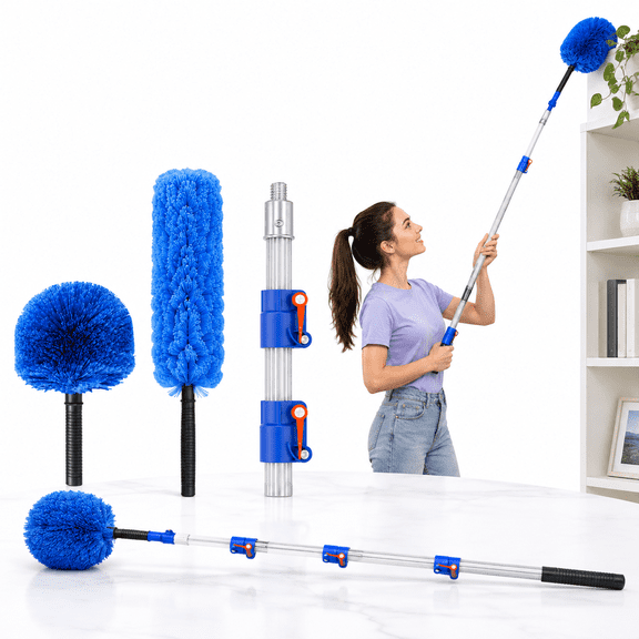 Cobweb Duster Kit with 4-12 Ft Aluminum Pole for High Ceilings