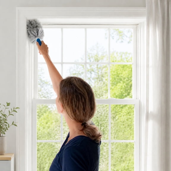 Cobweb and Corner Dusters for Cleaning, Compatible with Telescopic Poles, Multi-Purpose White/Black Dusting Tools, Pack of 6