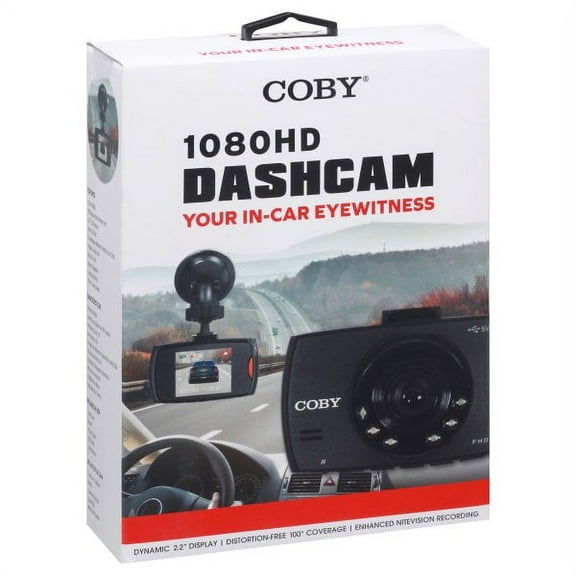 Coby 1080p Full HD Dash Cam Front Camera for Car | Car Dash Cam with Night Vision Camera | Dynamic Dash Cam with 2.2 LCD Display | Loop Recording | Wide-Angle Lens Dashcam