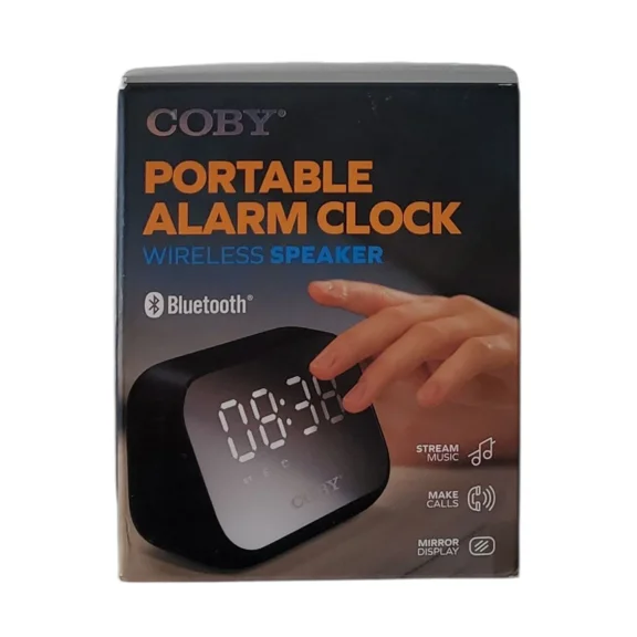 Coby CCR101BK Portable Alarm Clock Bluetooth 5.0 Speaker, Black Digital Clock