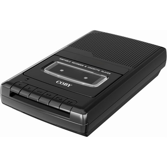Coby CVR22 Portable Cassette Player and Tape Cassette Recorder with Built-in Microphone, Built-in handle, and One-Touch Recording with Automatic Stop - Black