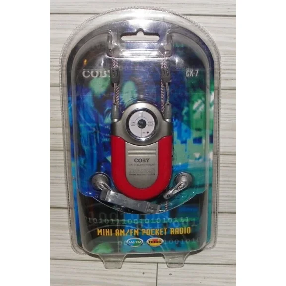 Coby Dynamic Bass Boost System Red Cx-7 Am/Fm Radio Mini Pocket Radio W/ Earbuds