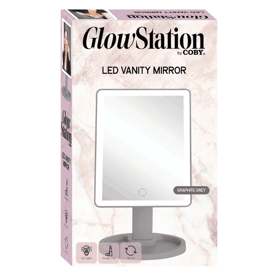 Coby Electronics LED Vanity Mirror with Pedestal - Graphite Grey