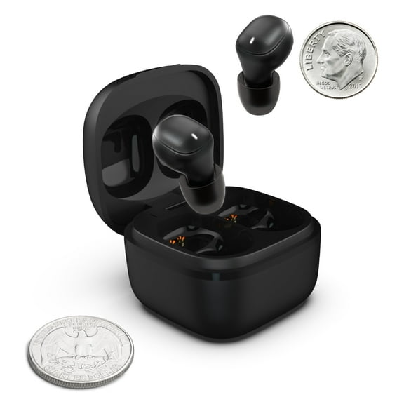 Coby Mini True Wireless Earbuds | Compact Lightweight in-Ear Headphones w/Case | World's Smallest Wireless Ear Buds w/Built-in Mic | Wireless Headphones, Bluetooth Headphones w/ 12-HR Play (Black)