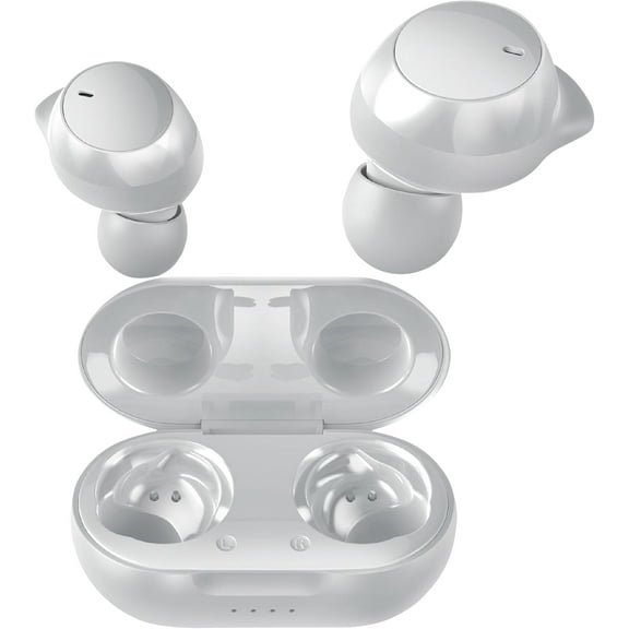 COBY Pro Fitness Bluetooth 5.3 True Wireless Earbuds, Noise-Isolating Earphones with Charging Case, White