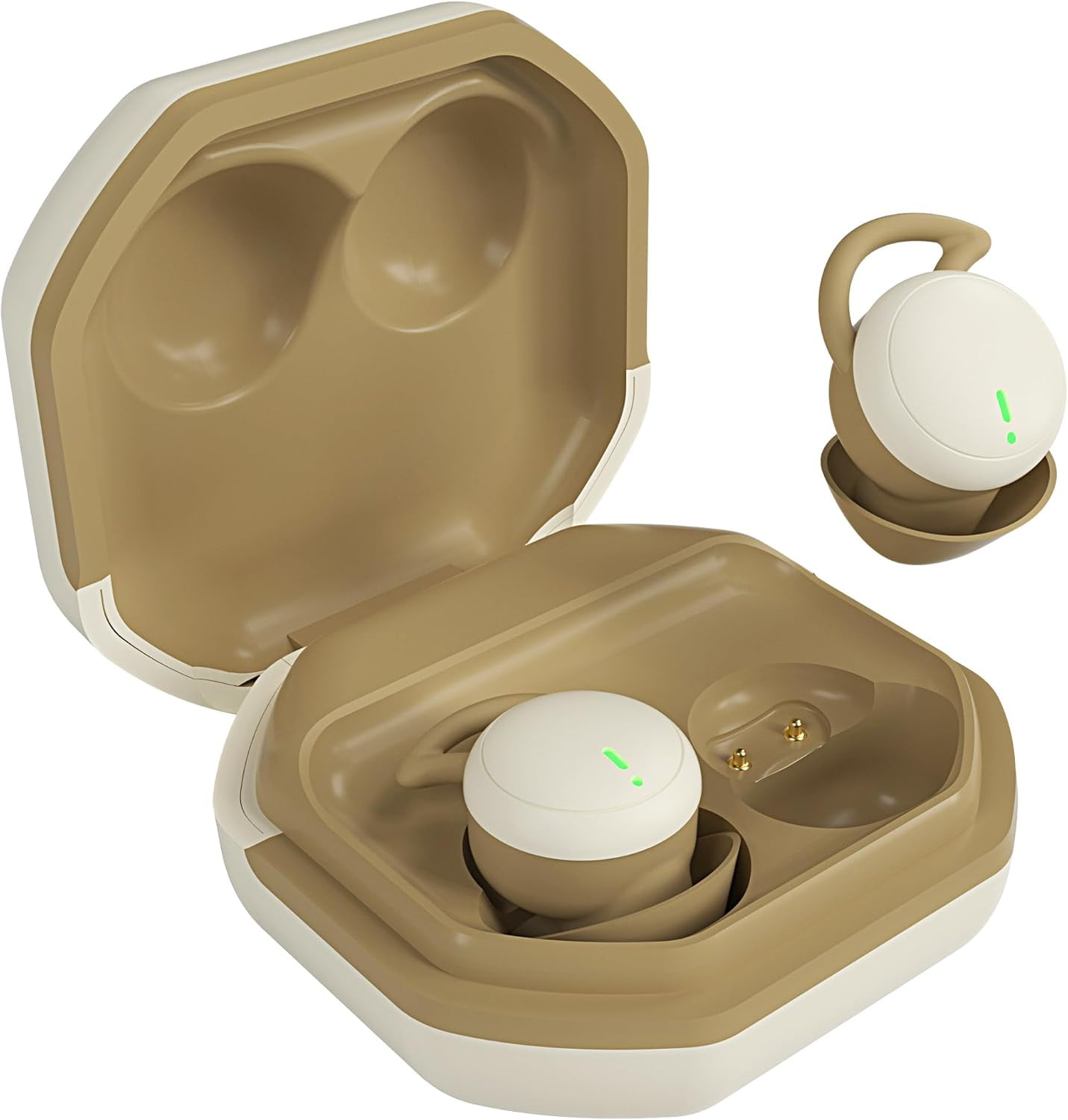 COBY Sleep Wireless Earbuds, Bluetooth 5.3 Noise Cancelling Earbuds with Charging Case, Beige
