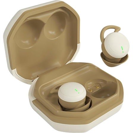 COBY Sleep Wireless Earbuds, Bluetooth 5.3 Noise Cancelling Earbuds with Charging Case, Beige
