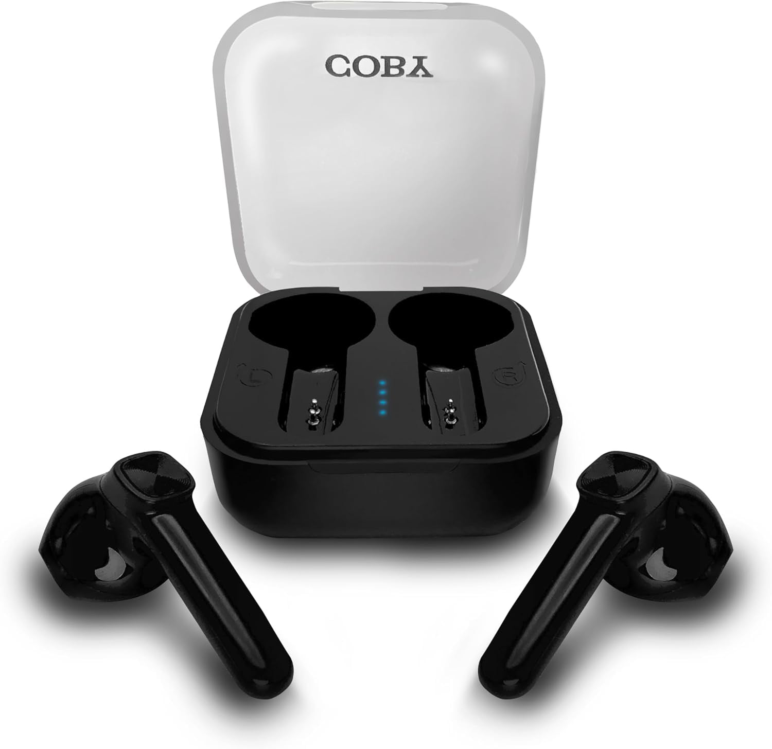 COBY Sweat-Resistant True Wireless Earbuds, Noise-Isolating Bluetooth Earbuds with Built-In Mic, Black