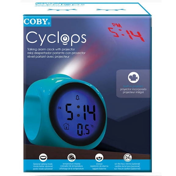 Coby Talking Alarm Clock With Led Projector in Blue - CBC-54-BLU