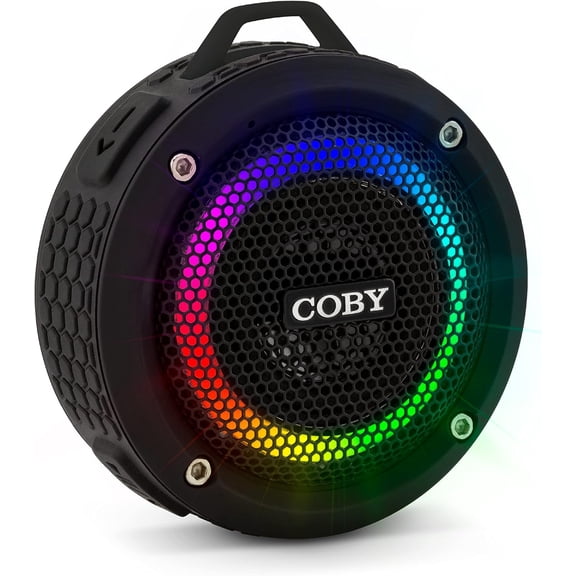 Coby Waterproof True Wireless Speakers, Shower Speaker, Bluetooth Speakers, 3W, Hi-Quality Sound, 33-Ft Wireless, Pair Speakers Together, Speakers Bluetooth Wireless, Black