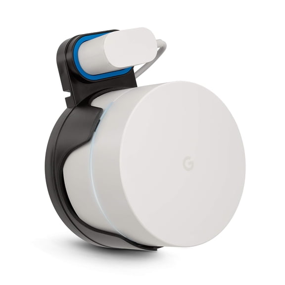 Coby WiFi Wall Mount Holder Compatible for Google Home, Black - Secures Routers to Wall Outlets, Hides Cable for Wall Cable Management - Attach, Power & Charge - Easy Install, Non-Slip Grip