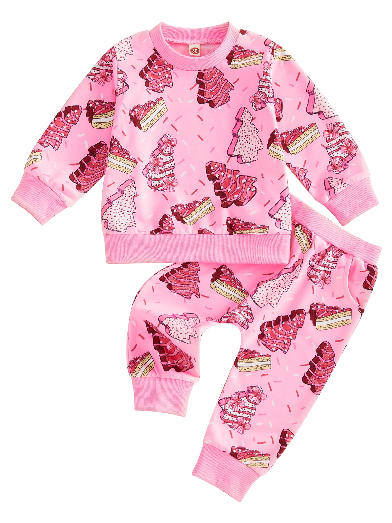 CocMouse Baby Girl Christmas Outfits Long Sleeve Cake Print Sweatshirt