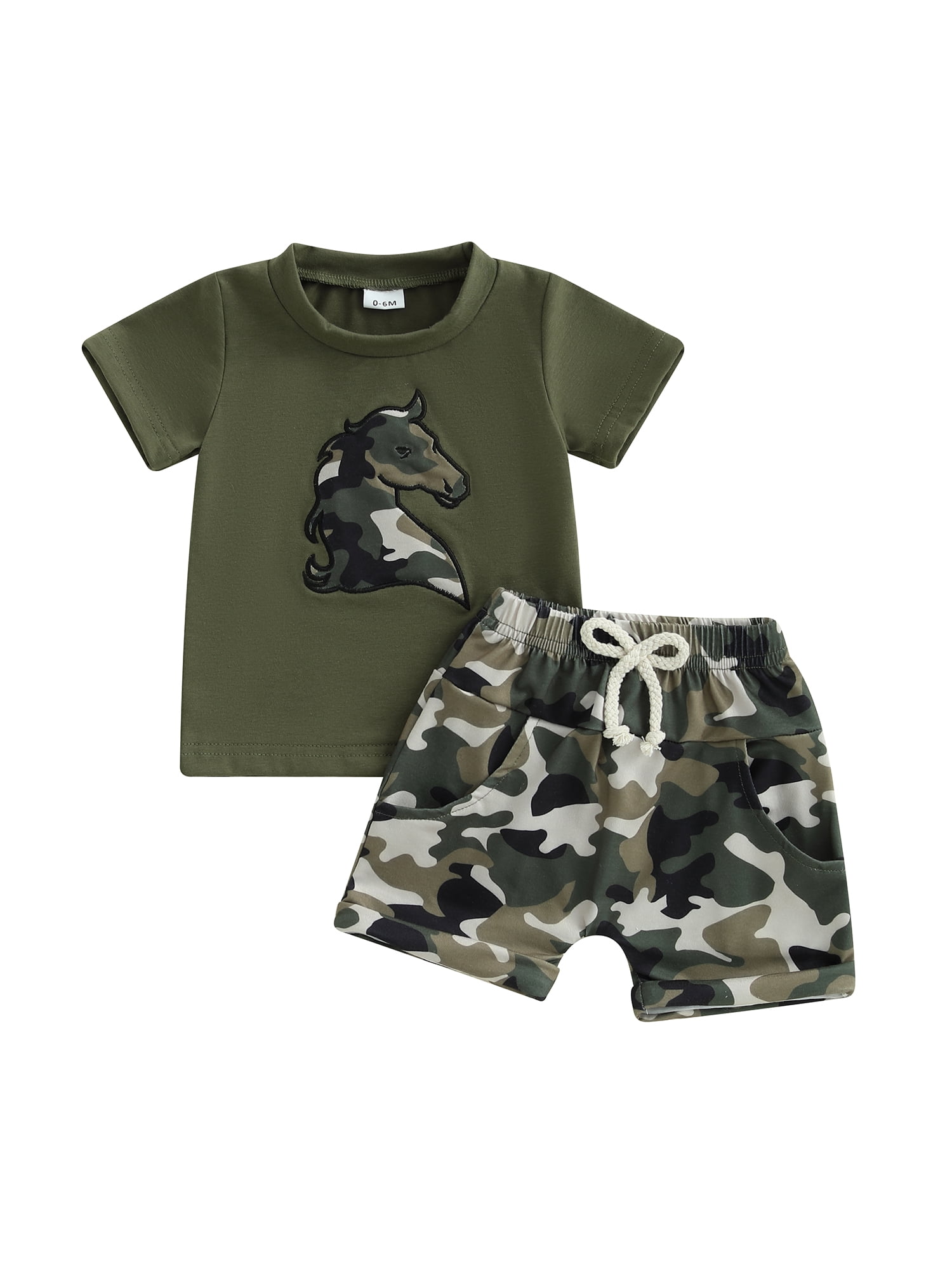 CocMouse Boys Outfits Cow Embroidery T-Shirt and Camouflage/Cow Print ...