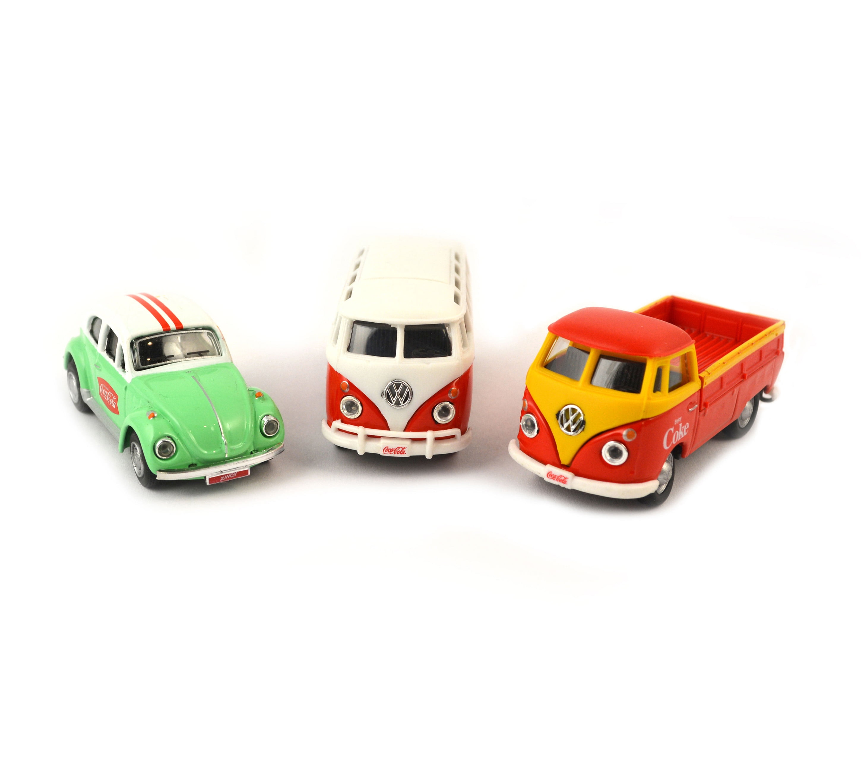 Coca Cola 1 72 Scale VW Diecast Cars 3 Pack Samba Bus Beetle T1