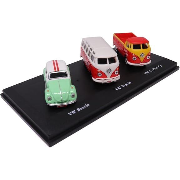 Motorcity Classics 1962 Samba - 1966 Beetle - 1962 T1 Pickup, 1:72 Scale