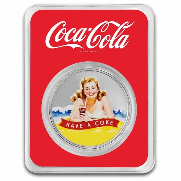 Coca-Cola 1 oz Silver Colorized Round Bathing Beauties: Blonde