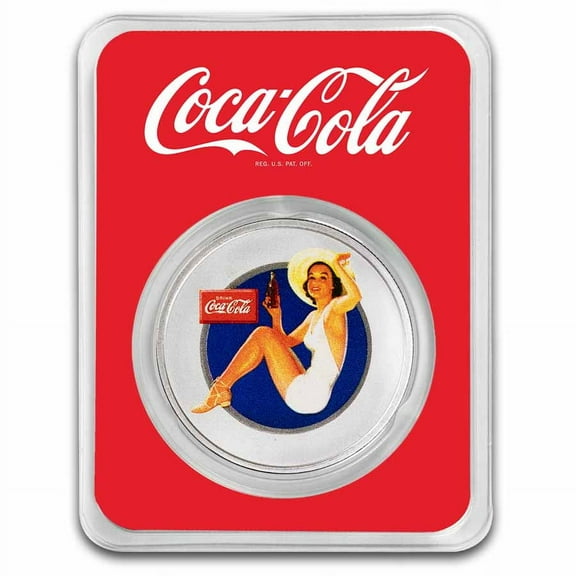 Coca-Cola 1 oz Silver Colorized Round Bathing Beauties: Brunette