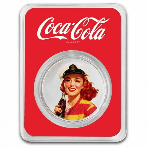Coca-Cola 1 oz Silver Colorized Round Bathing Beauties: Red Head