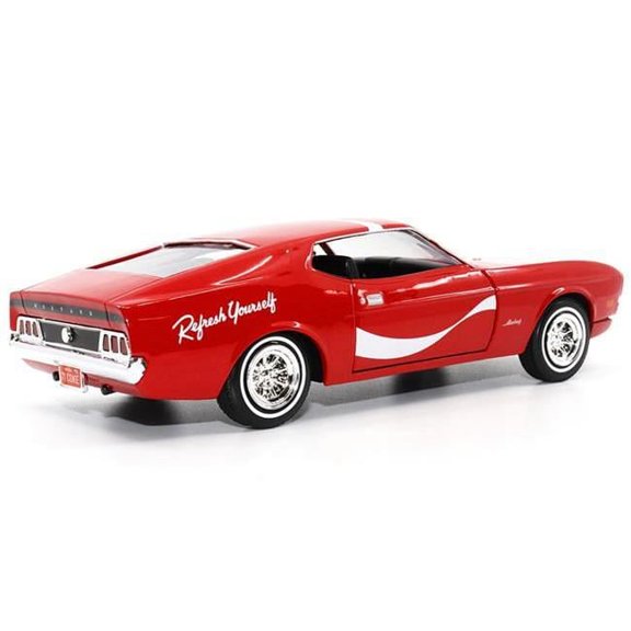 1971 Ford Mustang Sportsroof Red with White Stripes "Refresh Yourself - Coca-Cola" 1/24 Diecast Model Car by Motor City Classics