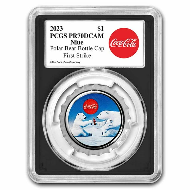 CocaCola® 2023 6 gram Ag Polar Bear Bottle Cap PF70 PCGS (FS